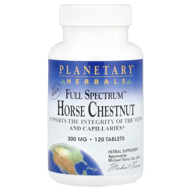 Planetary Herbals, «Полный спектр», конский каштан, 300 мг, 120 таблеток