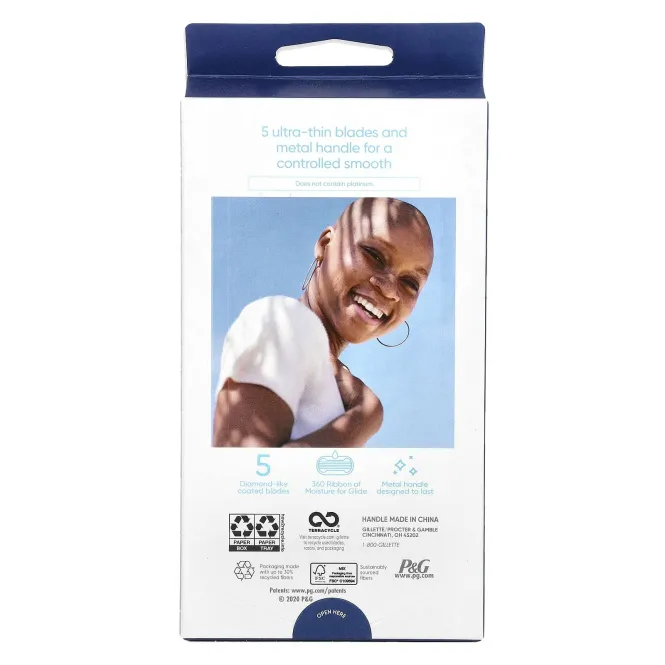 Gillette, Venus, гладкая платина, 1 бритва, 2 картриджа