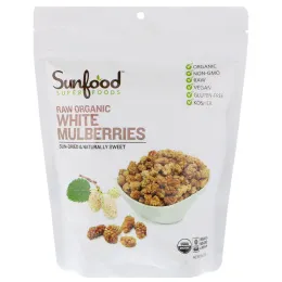 Sunfood, Сырые Органические Белые Тутовые Ягоды,  8 унций (227 г)