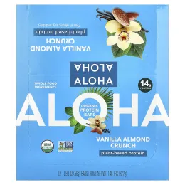 Aloha, Organic Protein Bars, Vanilla Almond Crunch, 12 Bars, 1.98 oz (56 g) Each