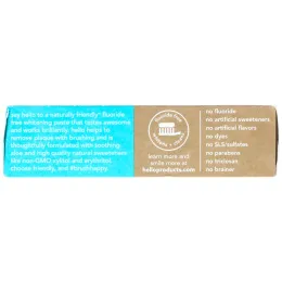 Hello, Отбеливающая зубная паста без фтора, натуральная сладкая мята, 4,2 унц. (119 г)