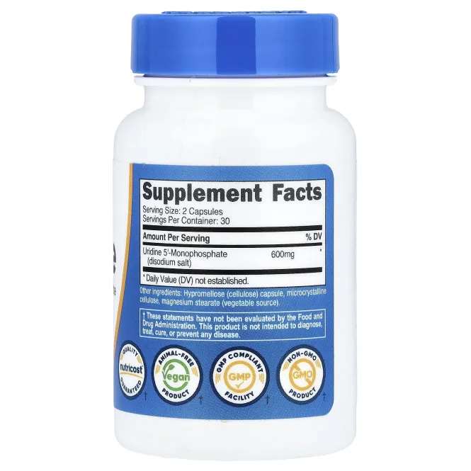 Nutricost, уридин, 60 капсул (300 мг в 1 капсуле)