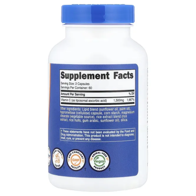 Nutricost, липосомальный витамин C, 120 капсул (750 мг в 1 капсуле)