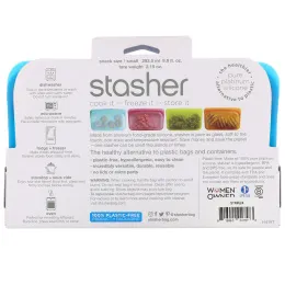 Stasher, Многоразовый силиконовый контейнер для еды, удобный размер для перекусов, маленький, синий, 293,5 мл (9,9 жидк. унции)