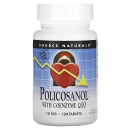 Source Naturals, Поликосанол, с коэнзимом Q10, 10 мг, 120 таблеток