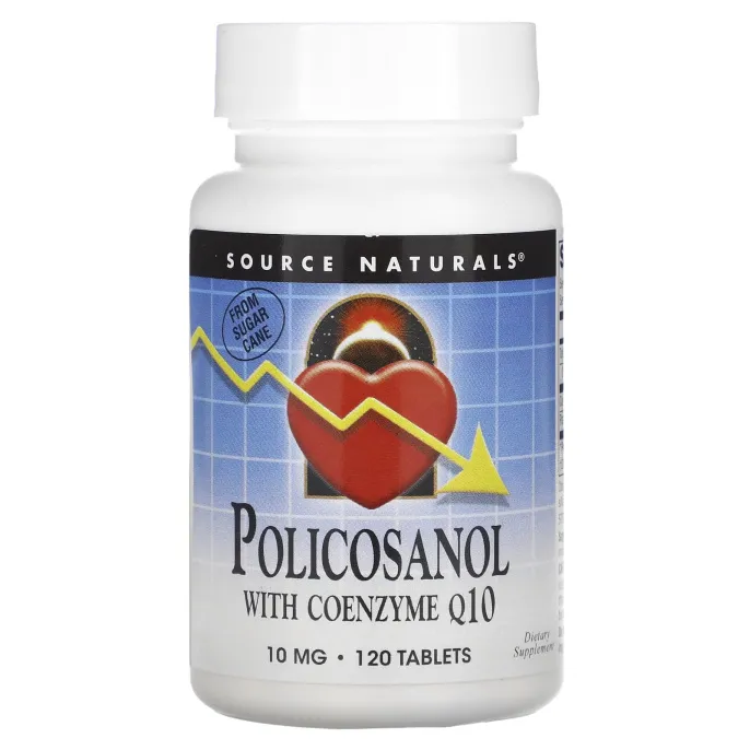 Source Naturals, Поликосанол, с коэнзимом Q10, 10 мг, 120 таблеток