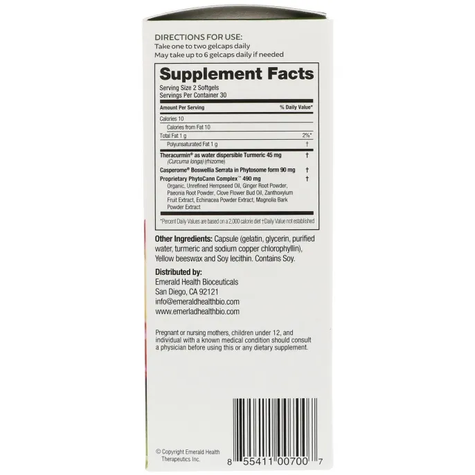 Emerald Health Bioceuticals, Inc, EndoInflame, 60 гелевых капсул