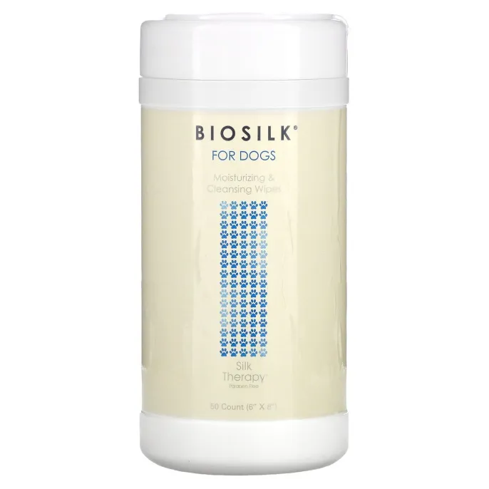Biosilk, Silk Therapy, увлажняющие и очищающие салфетки для собак, 50 шт.