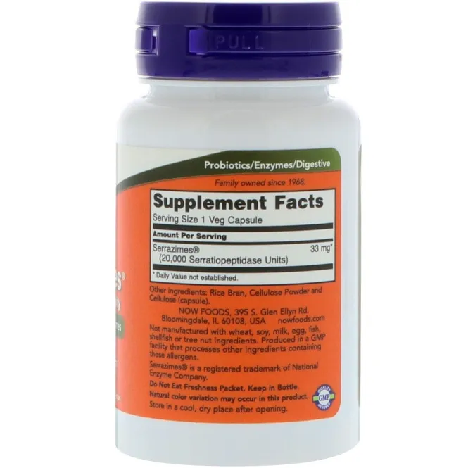 Now Foods, Serrazimes, 90 Veg Capsules