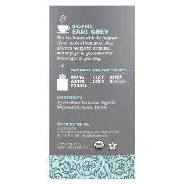 Equal Exchange, Organic Earl Grey, черный чай, 20 чайных пакетиков, 40 г (1,41 унции)