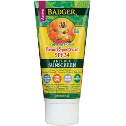 Badger Company, Крем от солнца и насекомых, широкий спектр SPF 34, 2.9 жидких унций (87 мл)