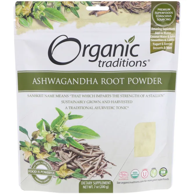 Organic Traditions, Корень ашвагандхы, порошок, 7 унций (200 г)