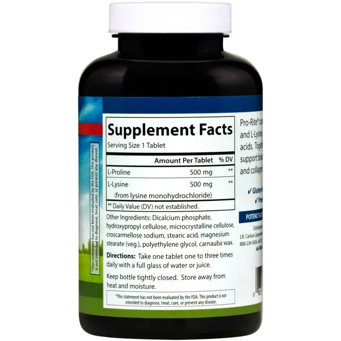 Carlson Labs, Pro•Rite, Пролин и Лизин, 180 таблеток