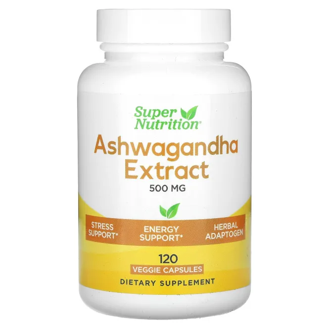 Super Nutrition, Ашваганда, 500 мг, 120 растительных капсул