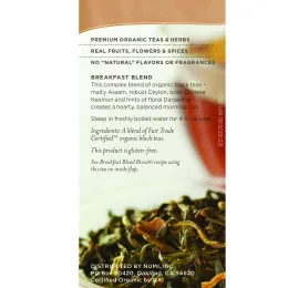 Numi Tea, Organic Tea, Black Tea, Breakfast Blend, 18 Tea Bags, 1.40 oz (39.6 g)