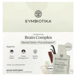 Cymbiotika, липосомальный комплекс для здоровья мозга, ваниль и корица, 26 пакетиков с жидкостью, 5 мл (0,17 жидк. унции)