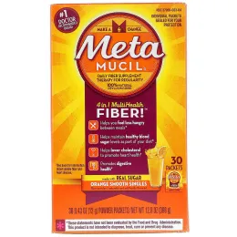 Metamucil, 4 in 1 MultiHealth Fiber, Orange Smooth Singles, 30 Packets, 0.43 oz (12 g) Each