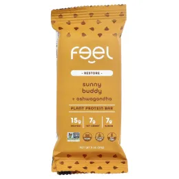 The Feel Bar, Restore, растительные протеиновые батончики, Sunny Buddy + ашваганда, 10 батончиков, 57 г (2 унции)