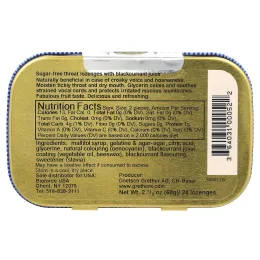 Grether's Pastilles, для горла и голоса, без сахара, черная смородина, 24 пастилки, 60 г (2 1/8 унции)