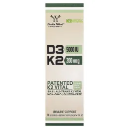 Double Wood Supplements, Жидкие капли с витамином D3 и K2, 30 мл
