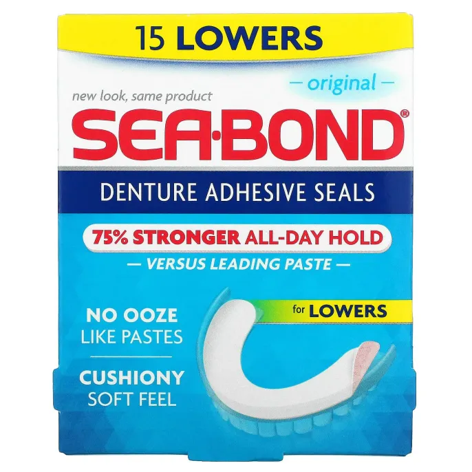 SeaBond, Адгезивные пломбы для протезов, оригинальные, верхние, 15 шт.