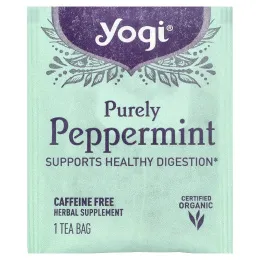 Yogi Tea, Purely Peppermint, без кофеина, 16 чайных пакетиков, 24 г (0,85 унции)