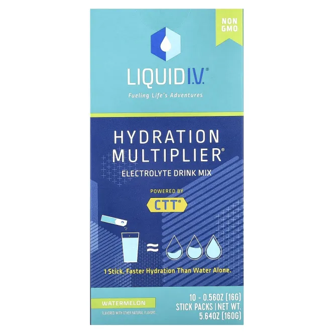 Liquid I.V., Hydration Multiplier, смесь для приготовления напитков с электролитом, арбуз, 10 отдельных пакетиков по 16 г (0,56 унции)