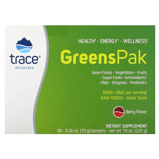 Trace Minerals Research, Greens Pak Берри 30 шт