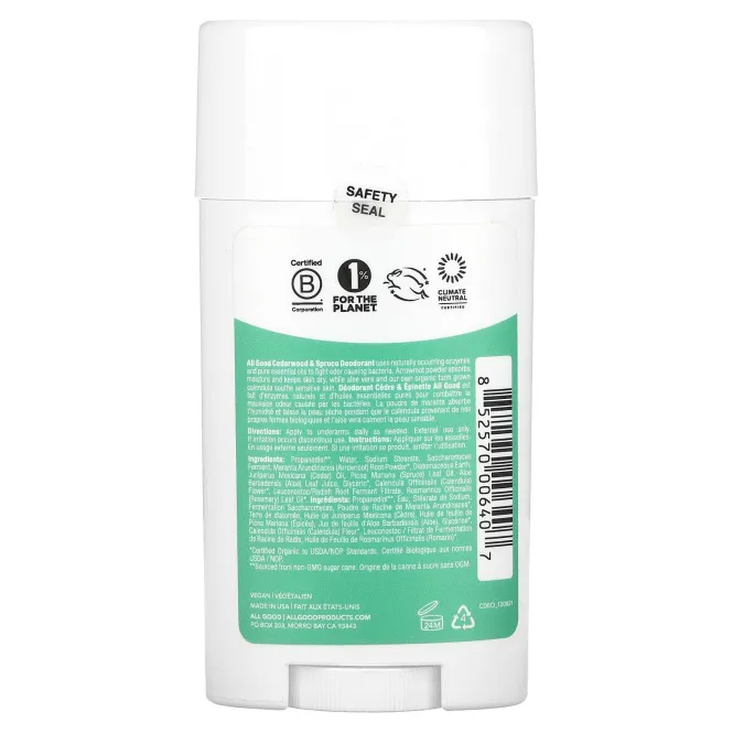 All Good Products, Дезодорант Кедровое дерево и ель 2,5 унции