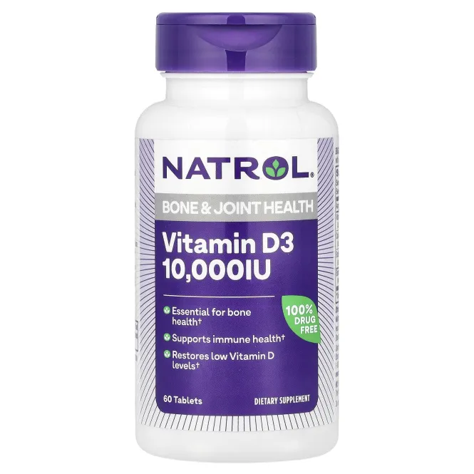Natrol, Vitamin D3, Maximum Strength, 10000 МЕ, 60 Tablets