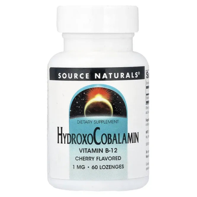 Source Naturals, гидроксикобаламин, вишня, 1 мг, 60 пастилок