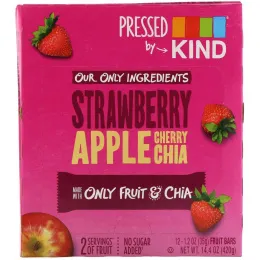 KIND Bars, Pressed by KIND, Strawberry Apple Cherry Chia, 12 Fruit Bars, 1.2 oz (35 g) Each