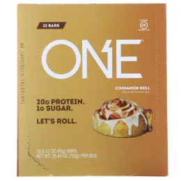 One Brands, One, вкус рулета с корицей, 12 батончиков, 2.12 унции(60 г) каждый