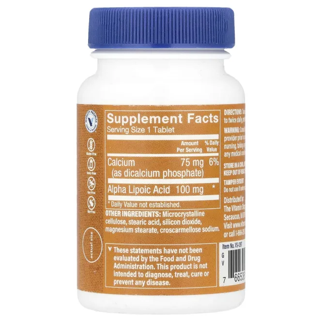 The Vitamin Shoppe, Альфа-липоевая кислота, 120 таблеток