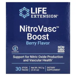 Life Extension, NitroVasc Boost, ягодный вкус, 30 пакетиков