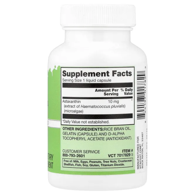 Vitacost, Natural Astaxanthin, 10 mg, 60 Liquid Capsules