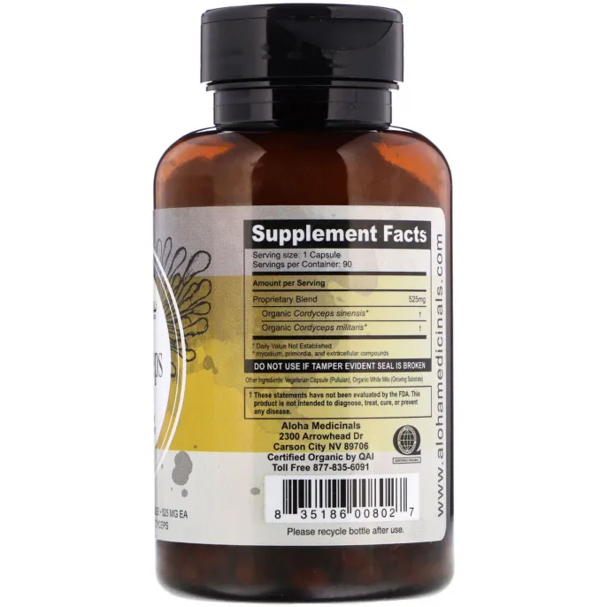 Aloha Medicinals Inc., Cordyceps, 525 mg, 90 Capsules