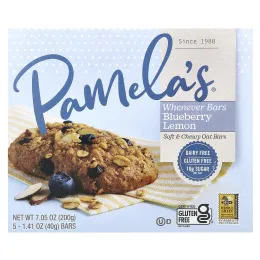 Pamela's Products, Whenever, овсяные батончики, со вкусом голубики и лимона, 5 шт. по 40 г (1,41 унции)