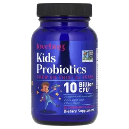 LoveBug Probiotics, пробиотики для детей, от 4 лет, с ягодным вкусом,10 млрд КОЕ, 30 жевательных таблеток