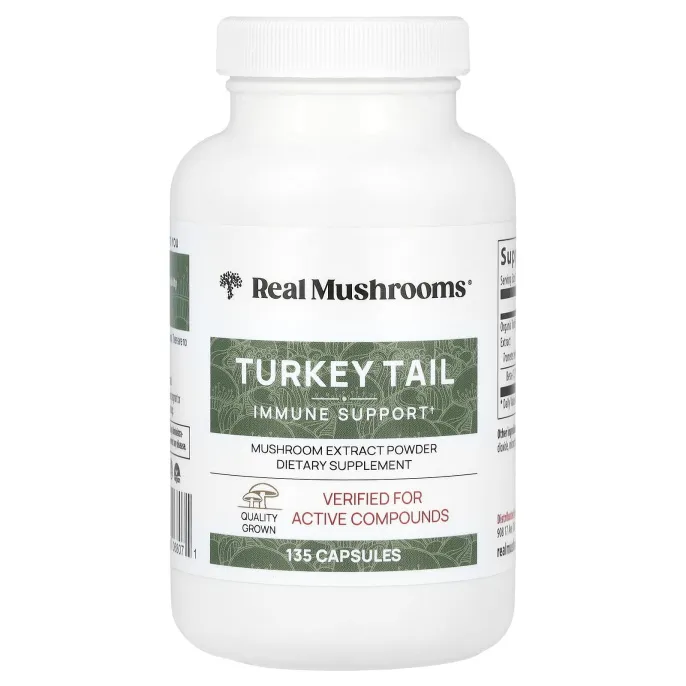 Real Mushrooms, Индейка, порошок с экстрактом грибов, 135 капсул