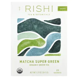 Rishi Tea, органический зеленый чай, суперзеленый чай матча, 15 пакетиков, 34,5 г (1,21 унции)