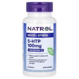 Natrol, 5-гидрокситриптофан, с отложенным высвобождением, экстра сильный, 100 мг, 45 таблеток