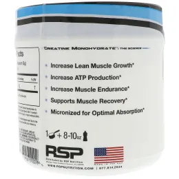 RSP Nutrition, Моногидрат креатина, Креатин в виде тонкоизмельченного порошка, 17,6 унции (500 г)