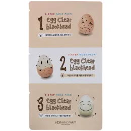 Botanic Farm, Патчи для носа Egg Clear Blackhead, 1 упаковка с тремя фазами очищения
