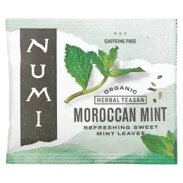 Numi Tea, Organic Herbal Teasan, марокканская мята, без кофеина, 18 чайных пакетиков, 39,6 г (1,40 унции)