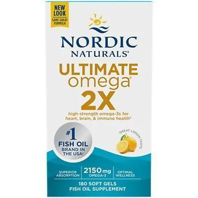 Nordic Naturals, Ultimate Omega 2X Лимон 180 софтгелей