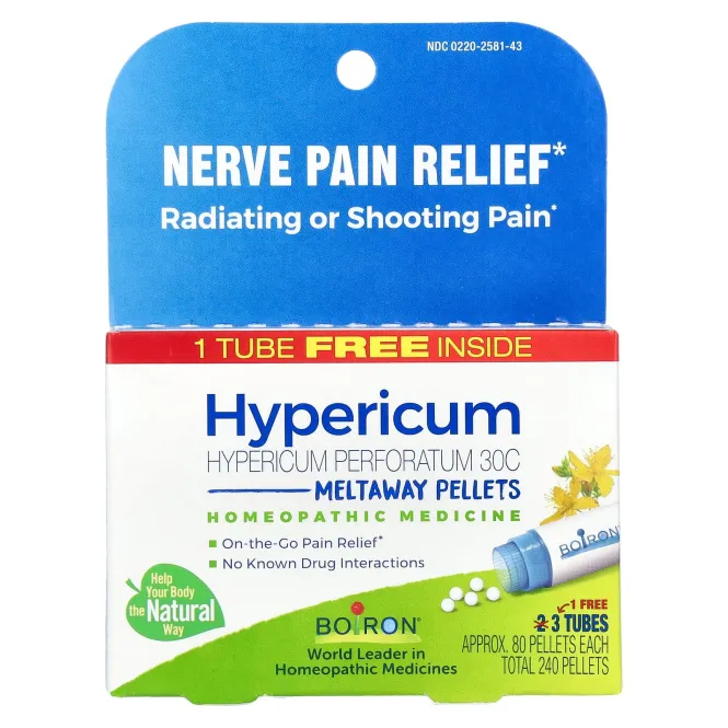 Boiron, Hypericum perforatum, 30C, 3 пробирки, 80 гранул в каждой