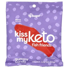Kiss My Keto, Жевательные конфеты Fish Friends, ягодные, 6 пакетиков по 50 г (1,76 унции)