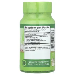 Nature's Truth, высокоэффективный чеснок без запаха, 2400 мг, 120 капсул с быстрым высвобождением (1200 мг в 1 капсуле)