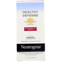 Neutrogena, Healthy Defense, дневное увлажняющее средство с солнцезащитным кремом, фактор защиты от солнца 50 широкого спектра действия, 1,7 ж. унц. (50 мл)